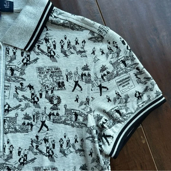 SOLD - FRED PERRY Dreamland Amusement Arcade Heather Grey Polo Sz US6 - Picture 6 of 9